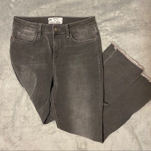 Free People Cropped Straight Leg Raw Hem Jeans